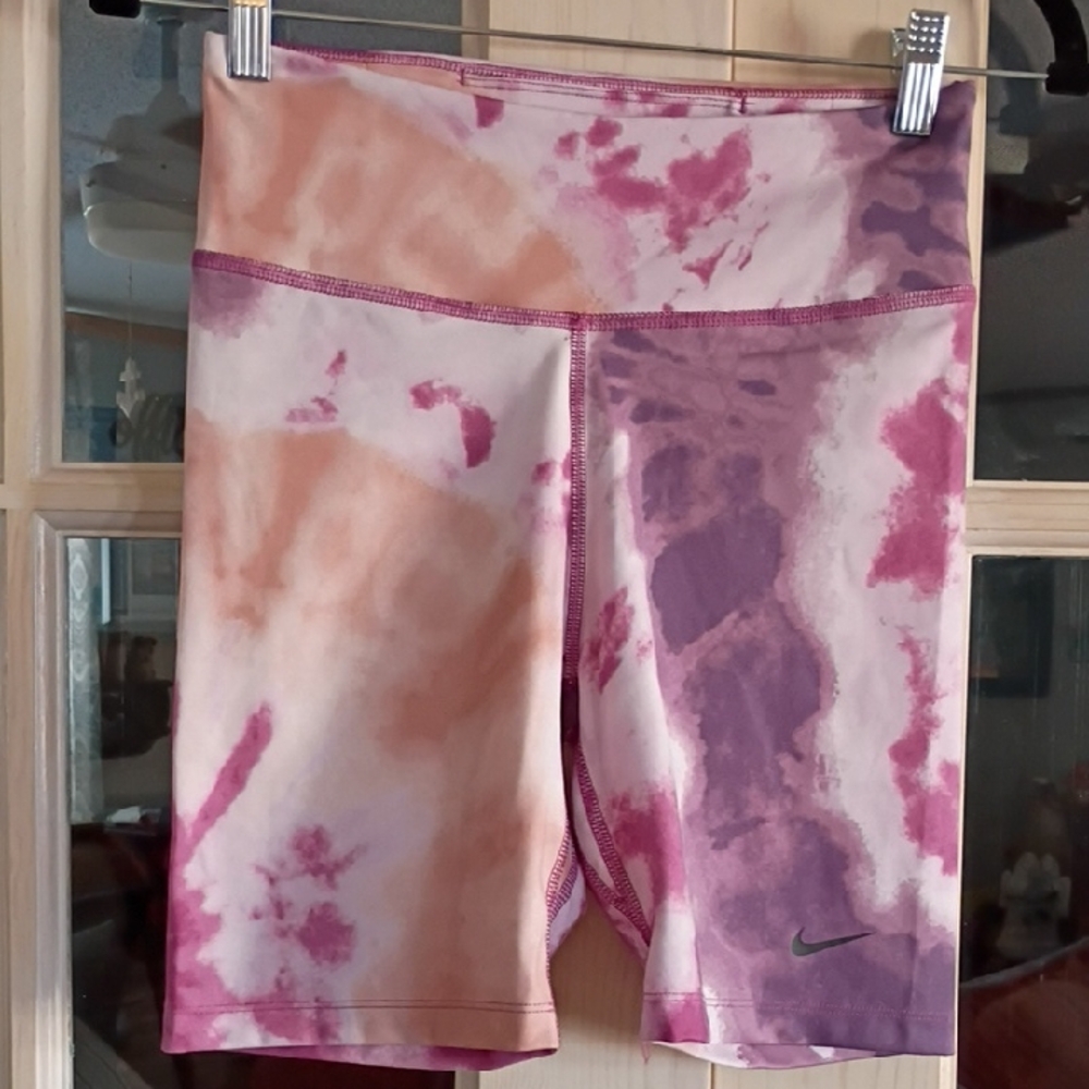 Nike Women's Tie-Dye Bike Shorts - Pink and Orange